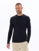 Regular Fit 100% Cotton Solid Crew Neck Sweaters - Navy