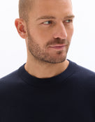 Regular Fit 100% Cotton Solid Crew Neck Sweaters - Navy