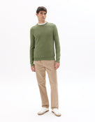 Regular Fit 100% Cotton Solid Crew Neck Sweaters