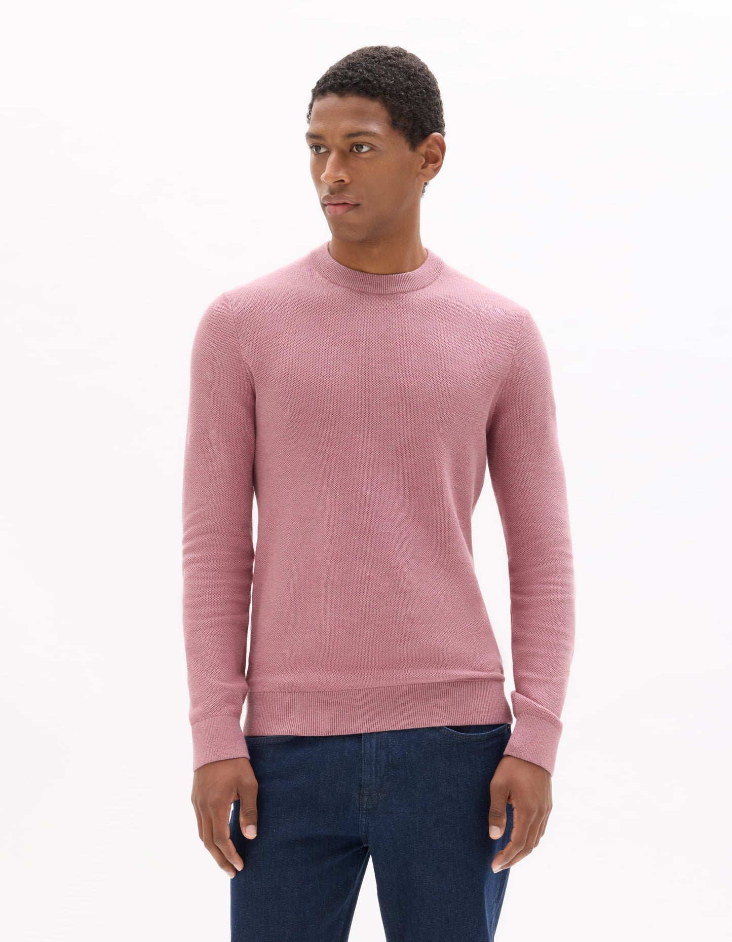 Regular Fit 100% Cotton Crew Neck Sweaters - Pink