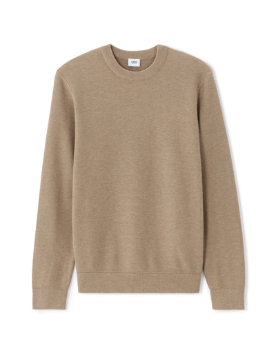Regular Fit 100% Cotton Crew Neck Sweater - Beige