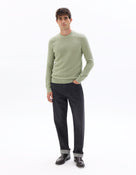 Regular Fit 100% Cotton Crew Neck Sweaters - Green