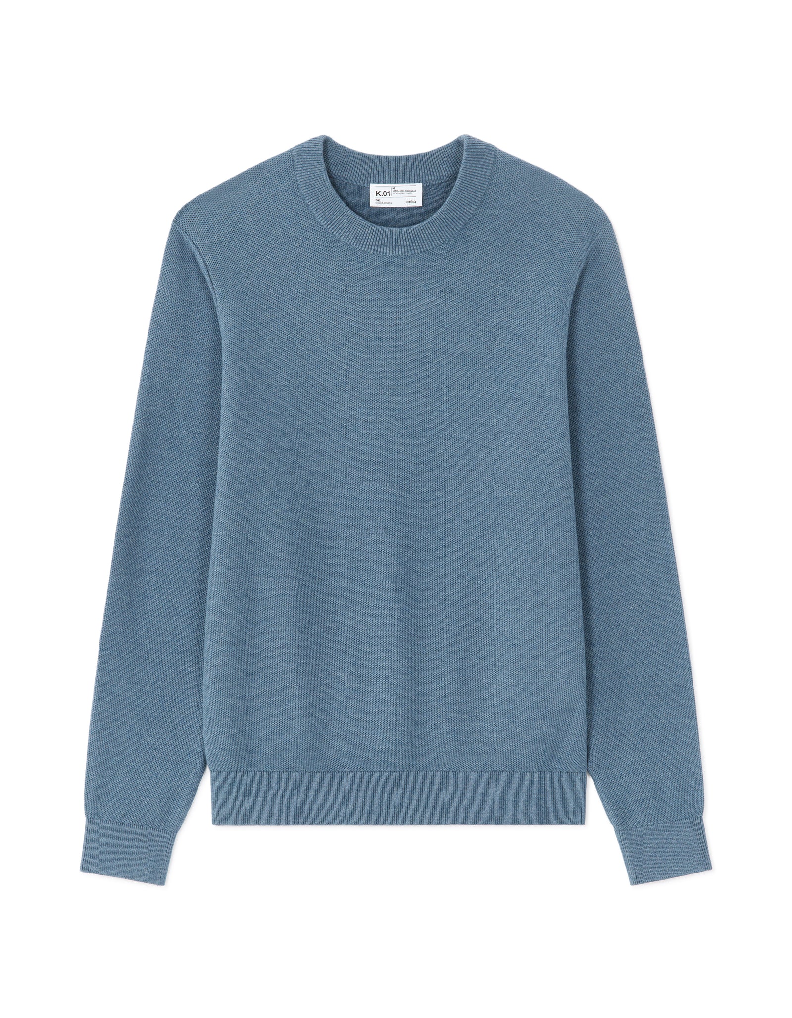 Regular Fit 100% Cotton Round Neck Sweater - Blue