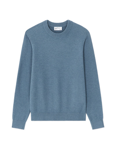 Regular Fit 100% Cotton Round Neck Sweater - Blue