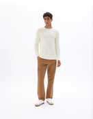Regular Fit 100% Cotton Crew Neck Sweaters - Off White