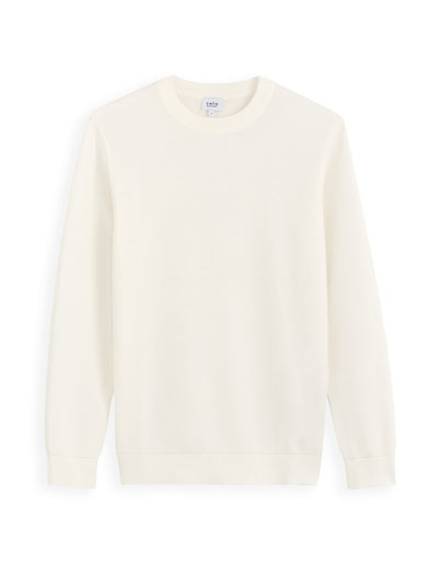 Regular Fit 100% Cotton Crew Neck Sweaters - Off White