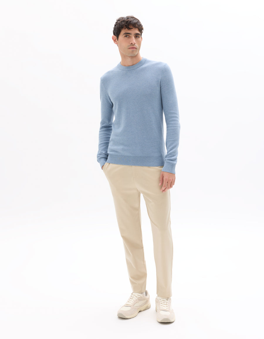 Regular Fit 100% Cotton Solid Crew Neck Sweaters