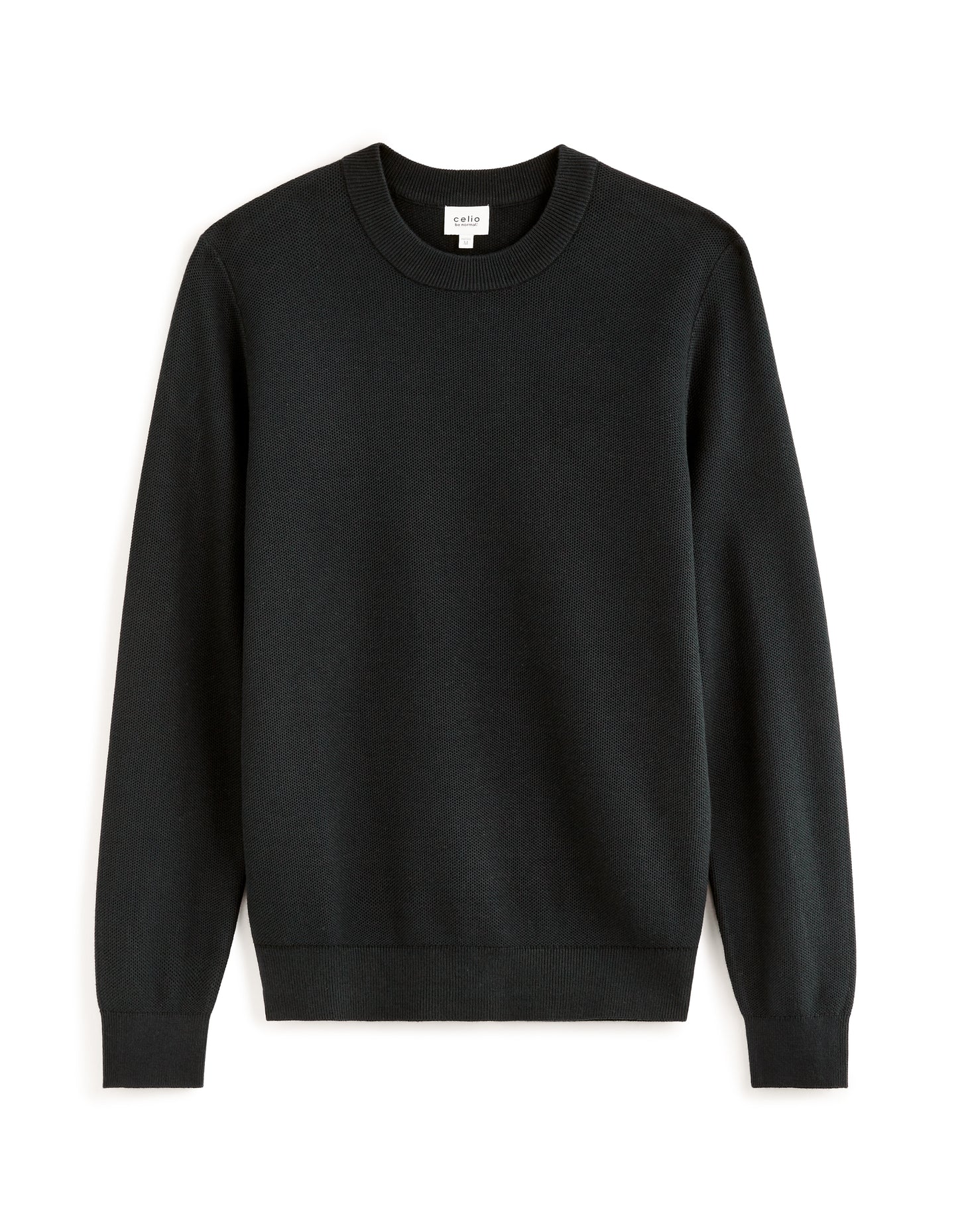 Regular Fit 100% Cotton Crew Neck Sweaters - Black
