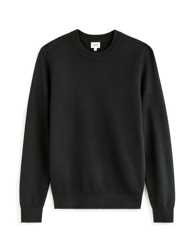 Regular Fit 100% Cotton Crew Neck Sweaters - Black