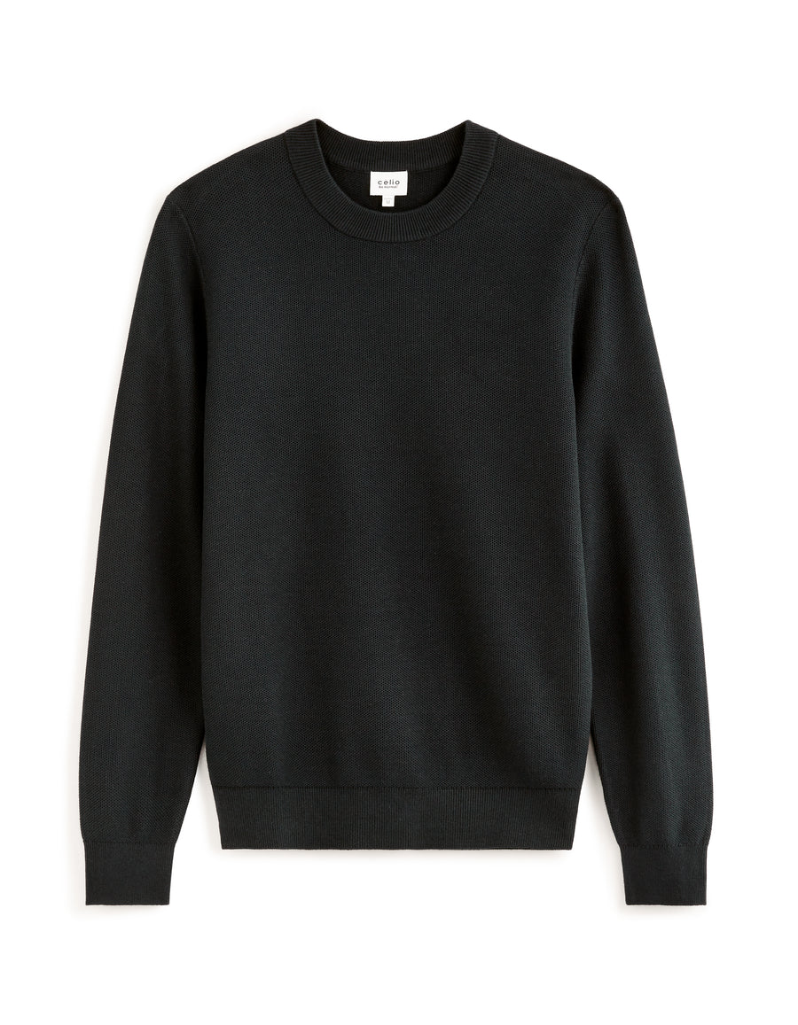 Regular Fit 100% Cotton Crew Neck Sweaters - Black