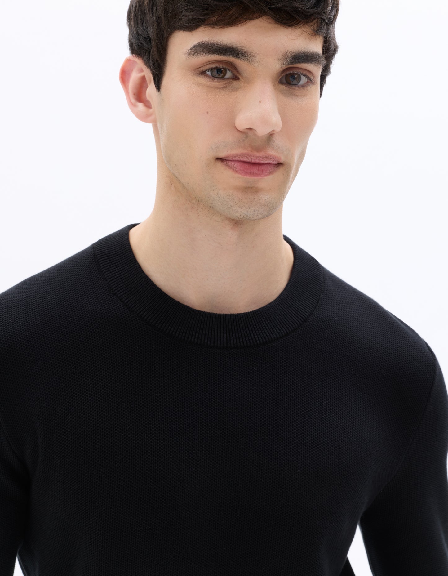 Regular Fit 100% Cotton Crew Neck Sweaters - Black
