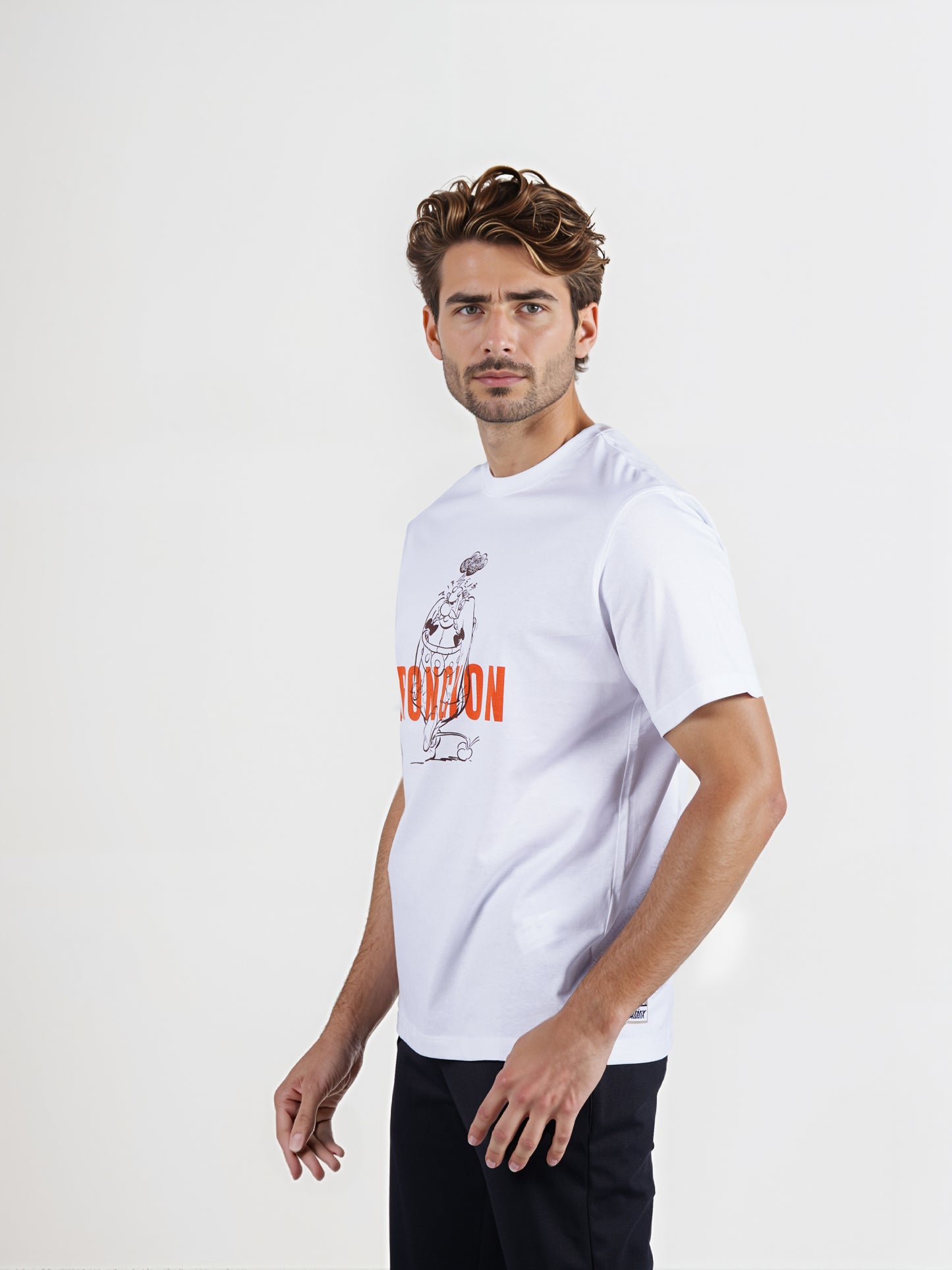 Celio* Men White Printed Boxy Fit Cotton Tshirt