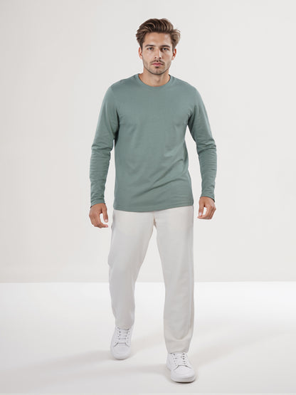 Celio* Men Green Solid Regular Fit Cotton T-Shirt