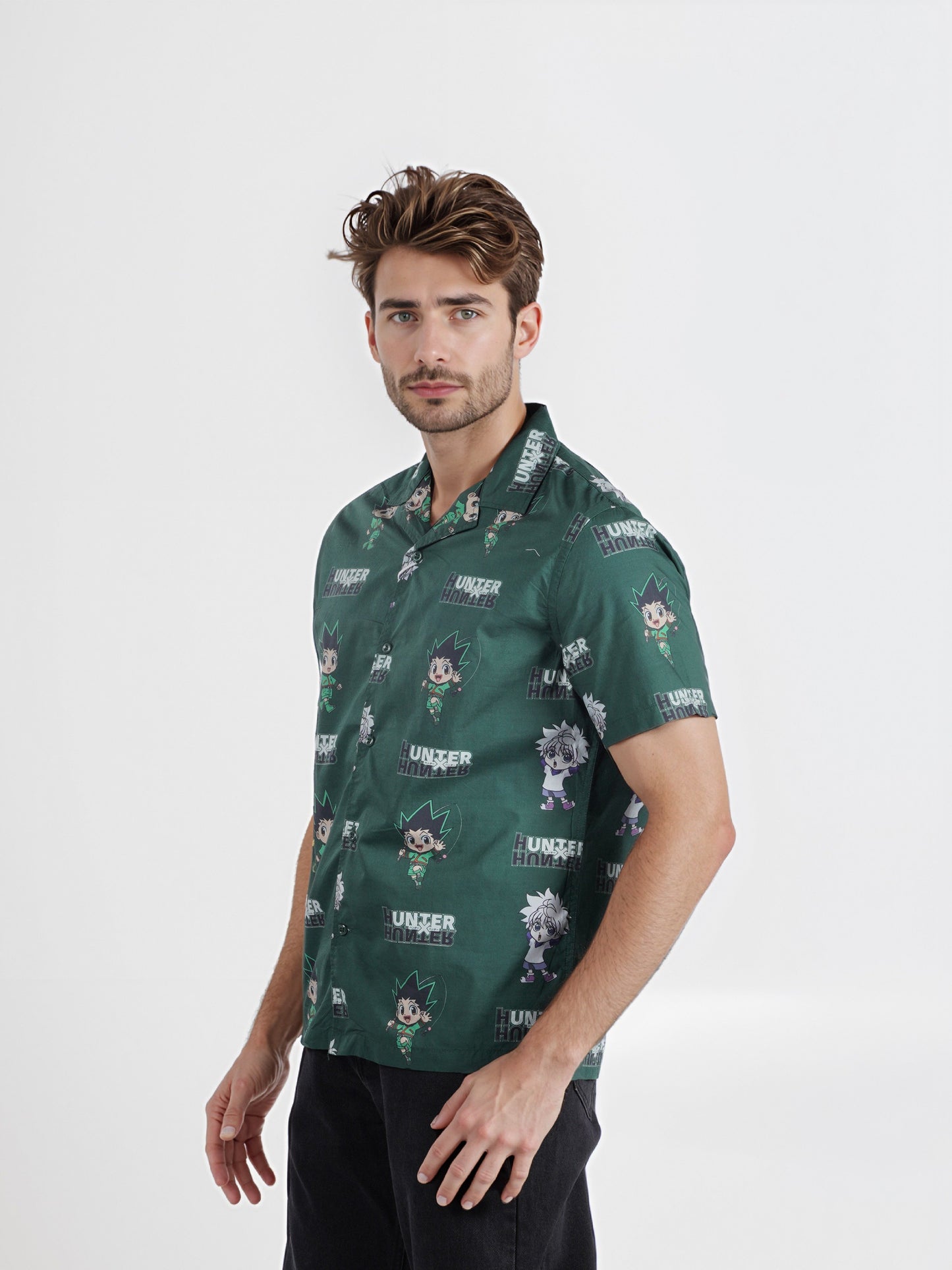 Celio* Hunter Green Printed Cotton Shirt
