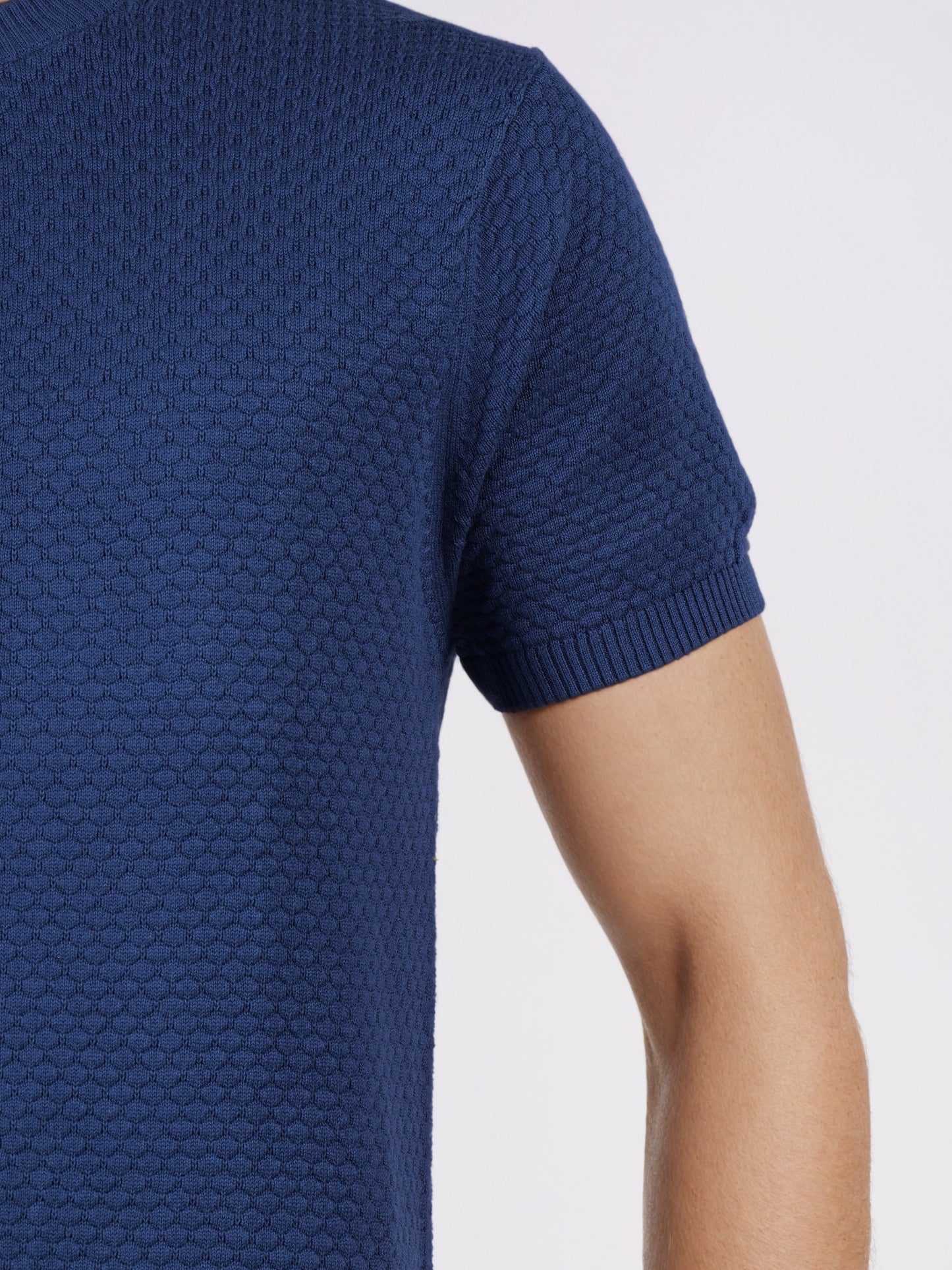 Celio* Men Blue Solid Regular Fit Cotton T-Shirts