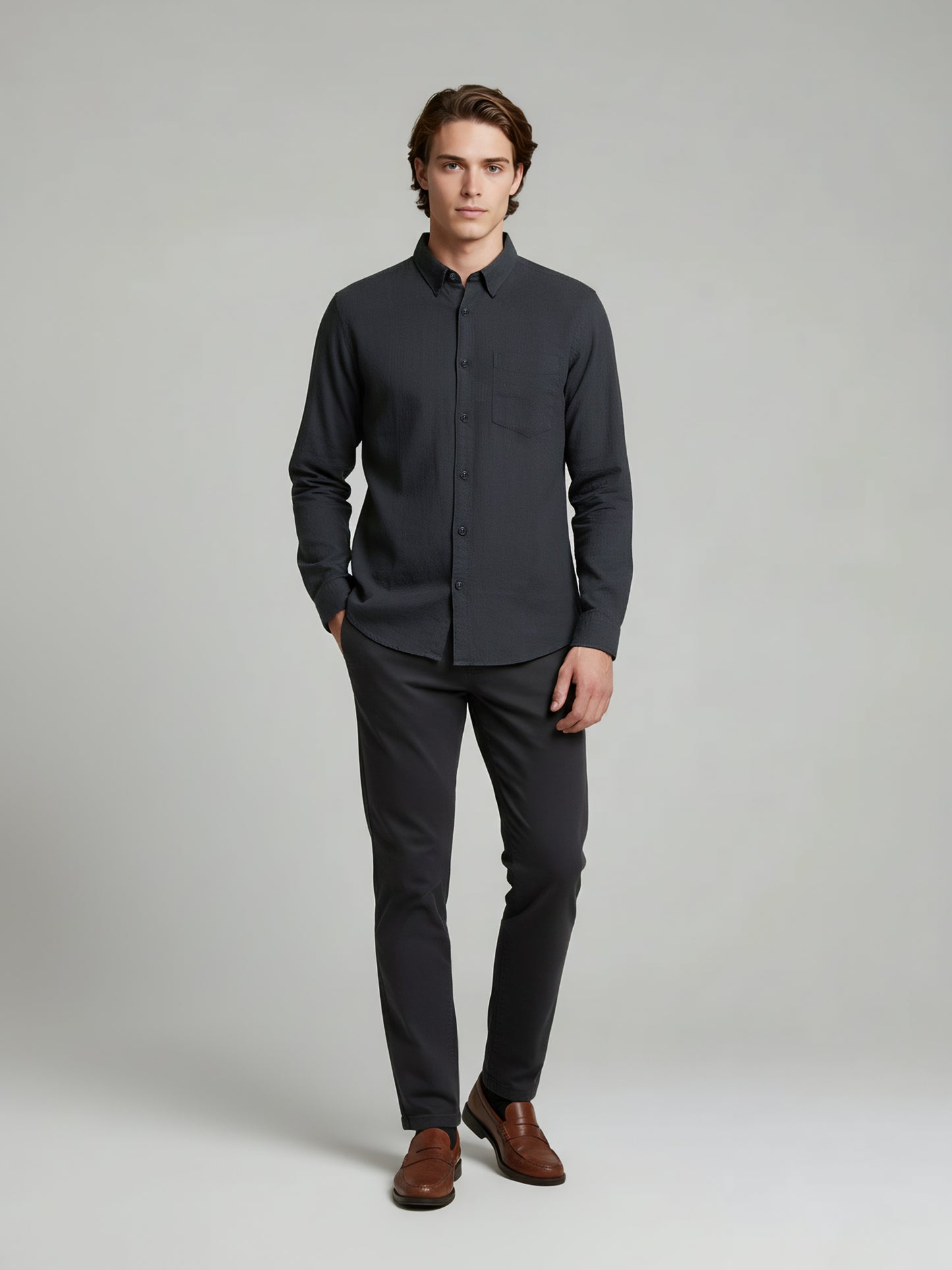 Celio* Men Black Solid Regular Fit Linen Shirts
