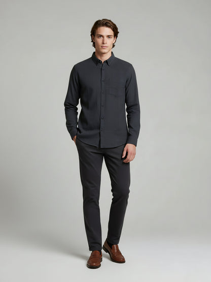 Celio* Men Black Solid Regular Fit Linen Shirts