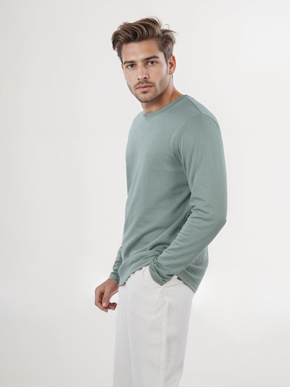Celio* Men Green Solid Regular Fit Cotton T-Shirt