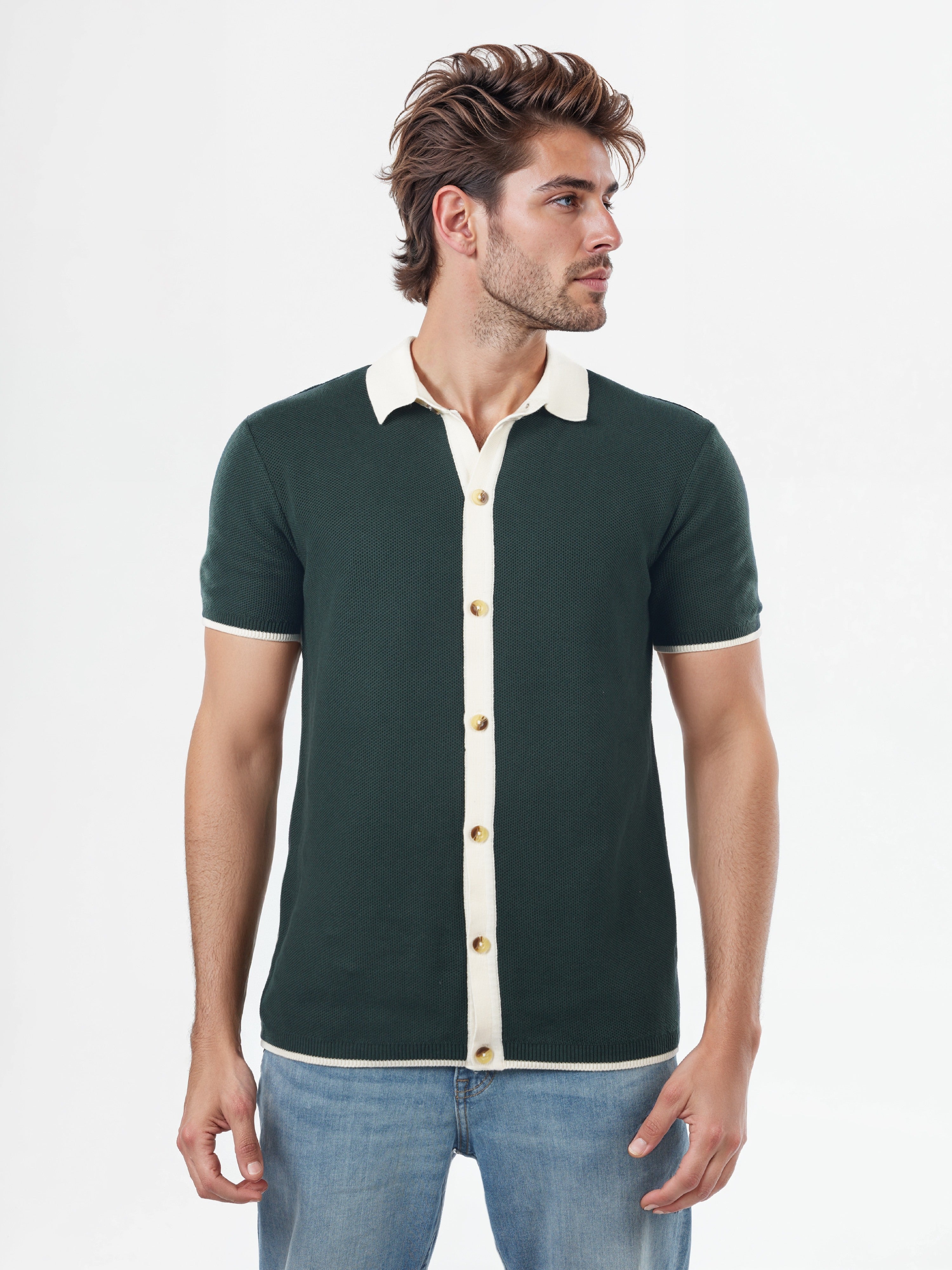 Celio* Solid Regular Fit Cotton Dark Green T-Shirts