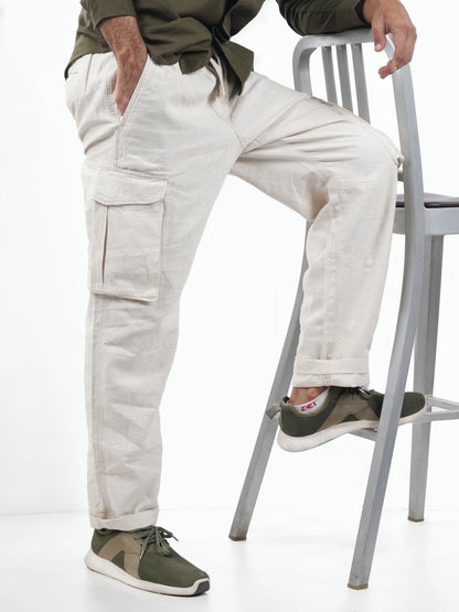 Beige Slim Fit Trousers