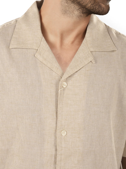 Green Solid Linen Shirt