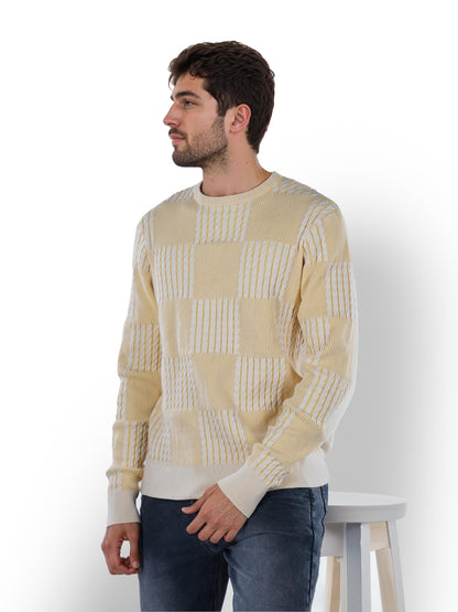 Yellow Colourblock Cotton Sweater