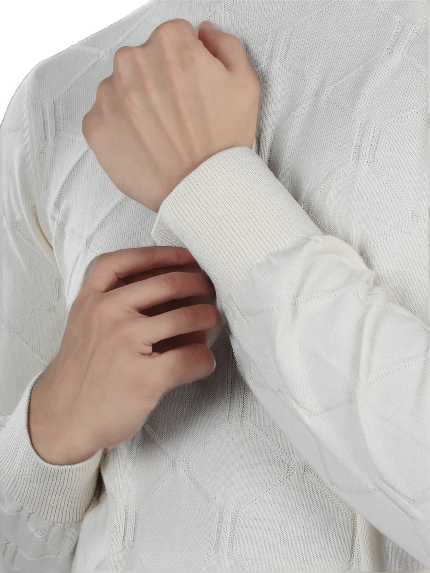 Beige Solid Cotton Sweater