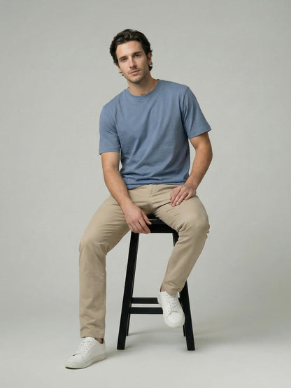 Celio Mens Blue Solid Slim Fit Cotton T-Shirts