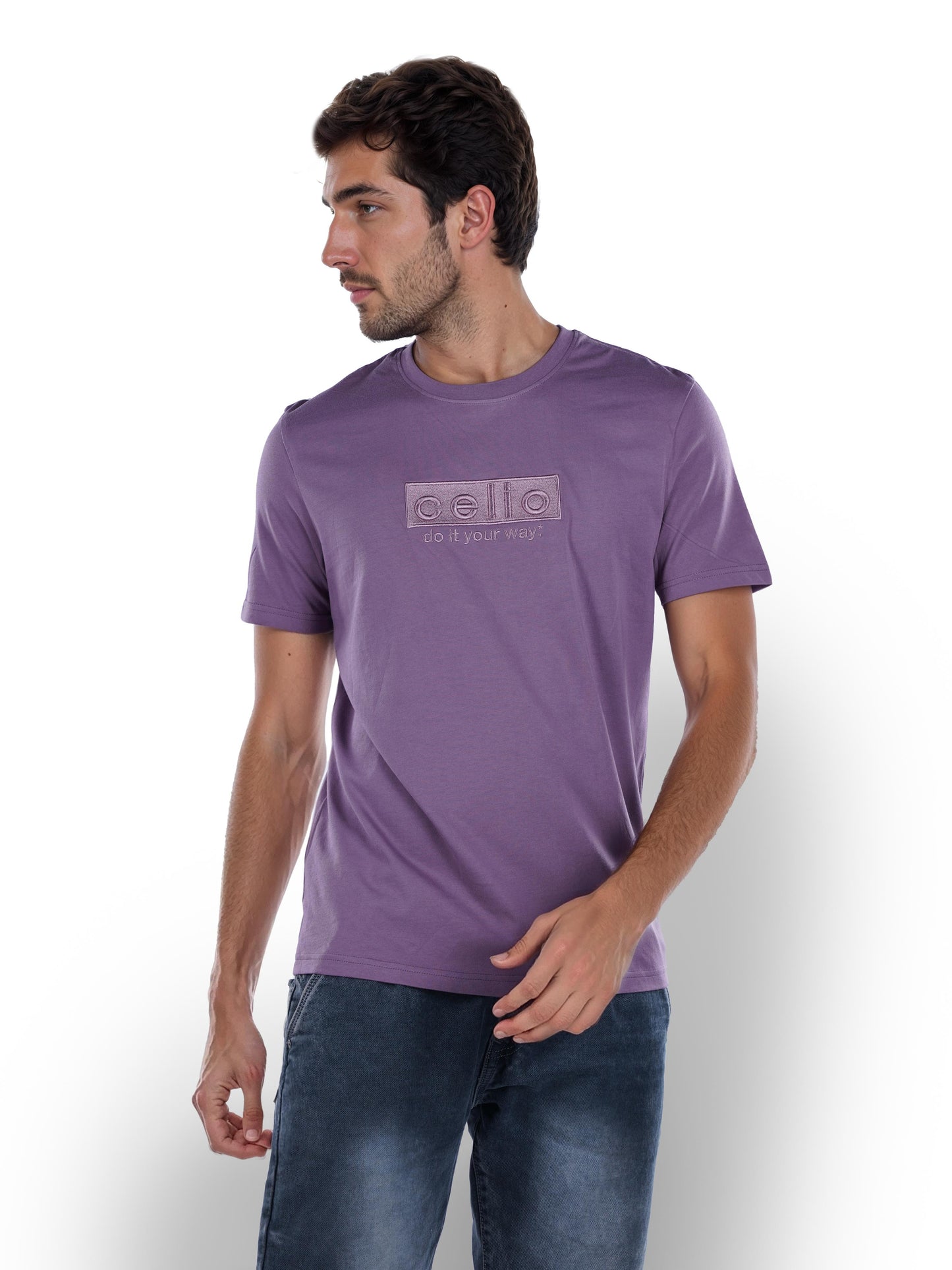 Purple Solid Cotton T-shirt