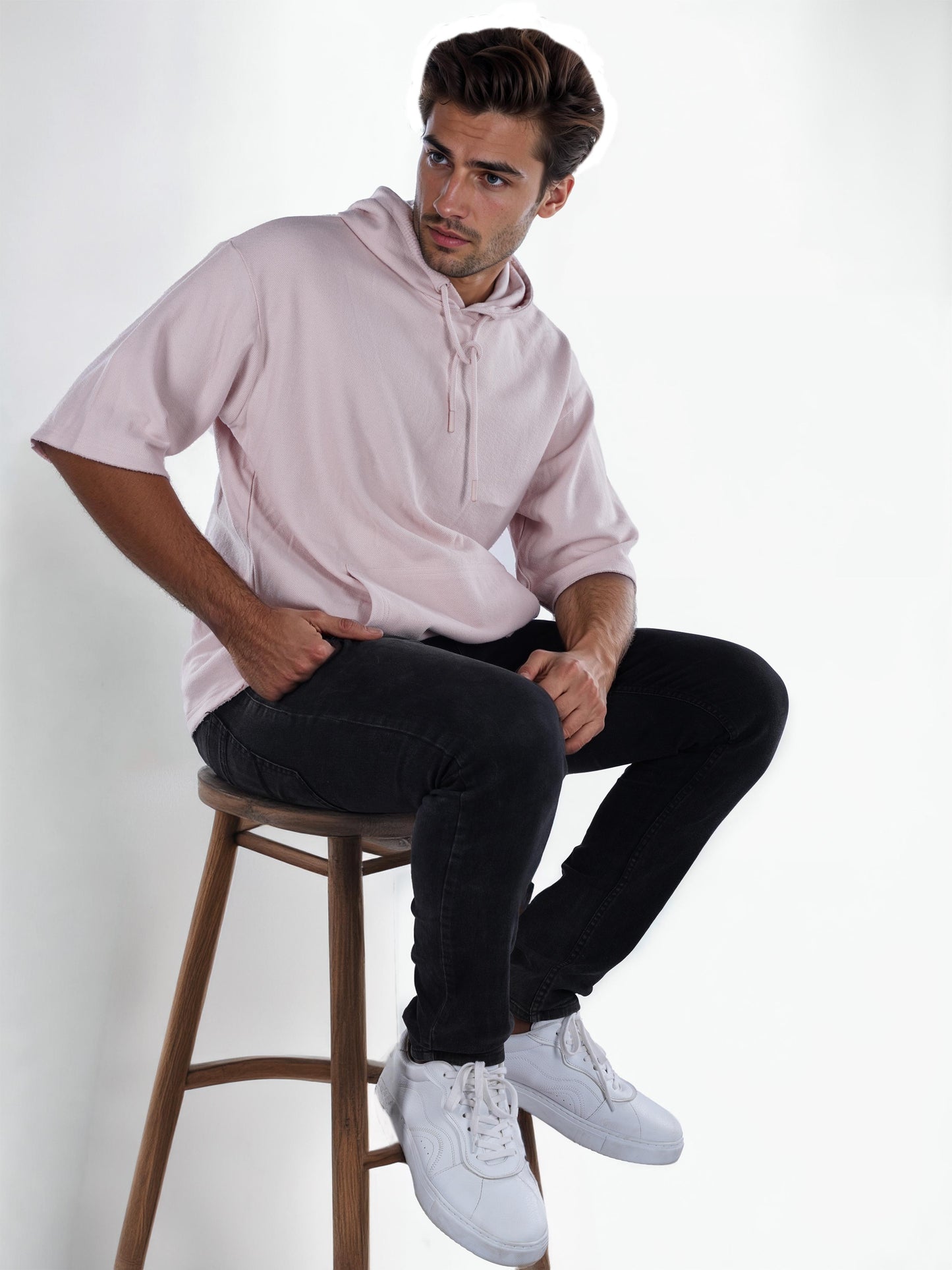 Pink Solid Cotton Sweatshirt