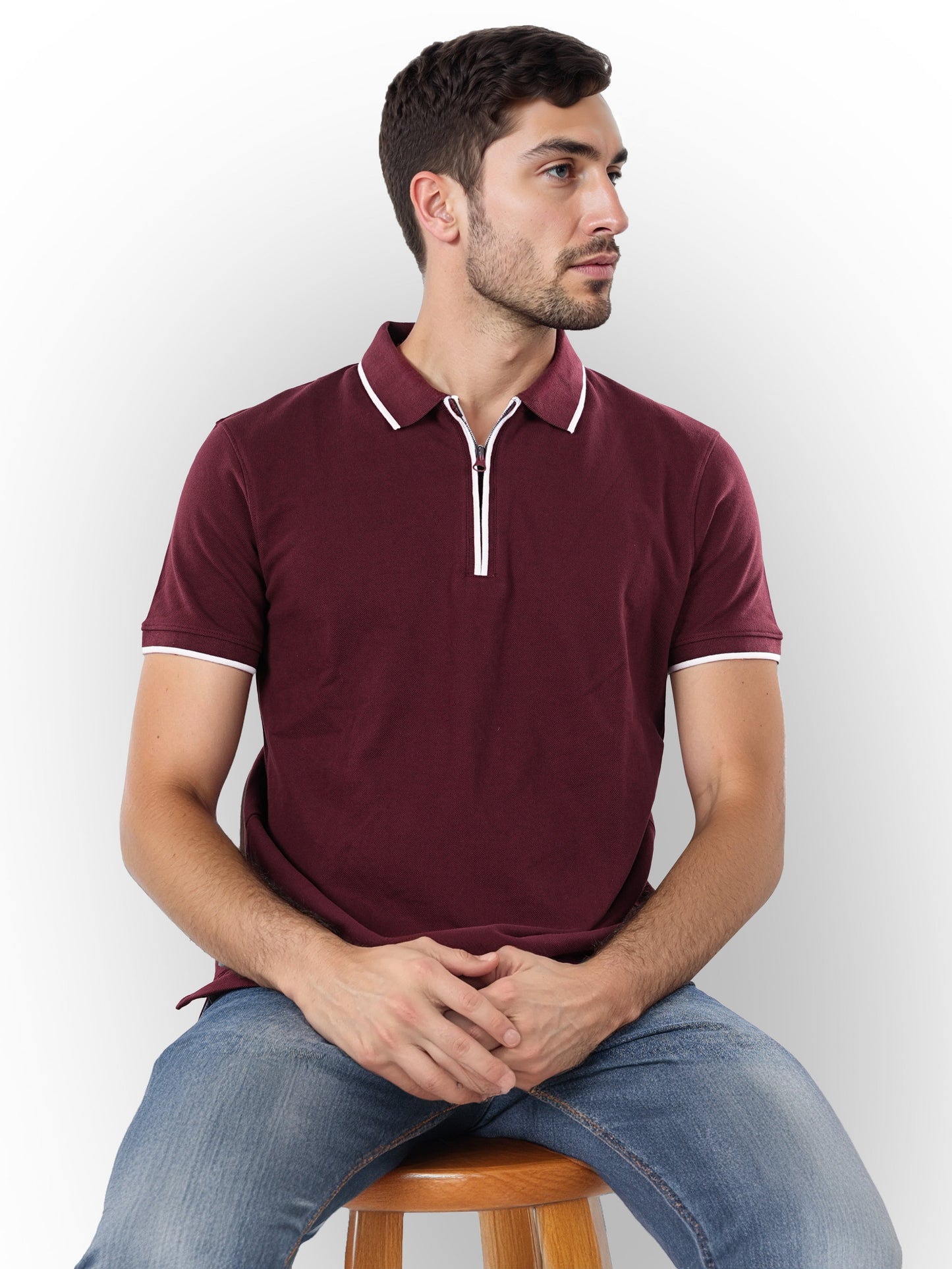 Burgundy Solid Cotton T-Shirt