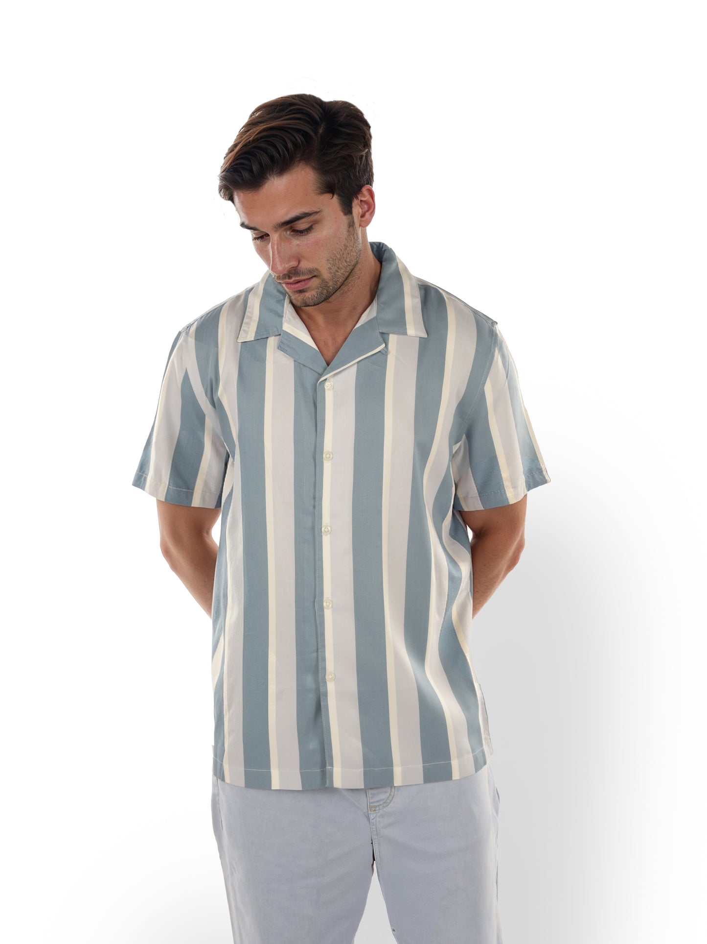 Blue Striped Viscose Shirt