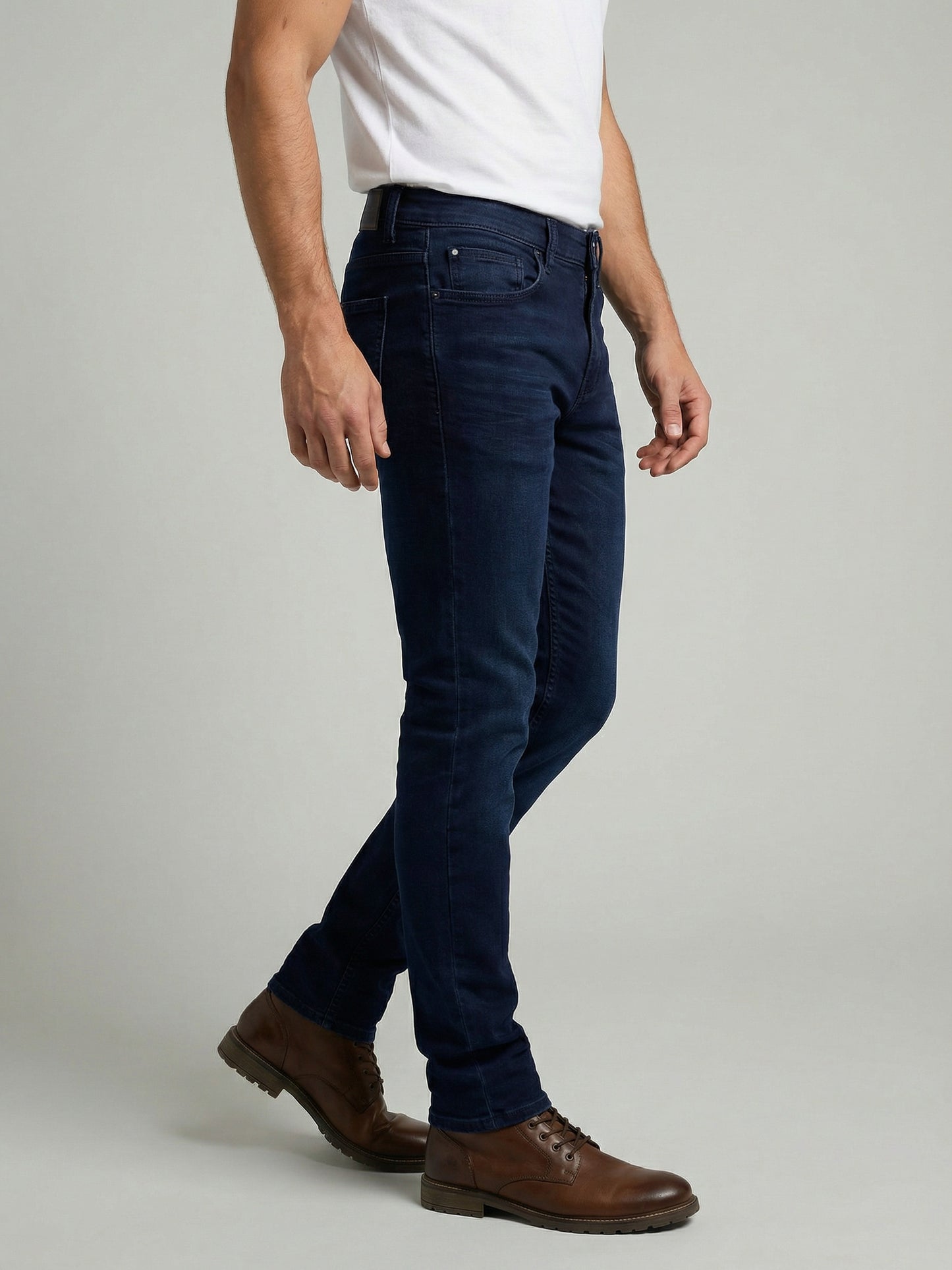 Celio Mens Blue Dobby Slim Fit Cotton Jeans