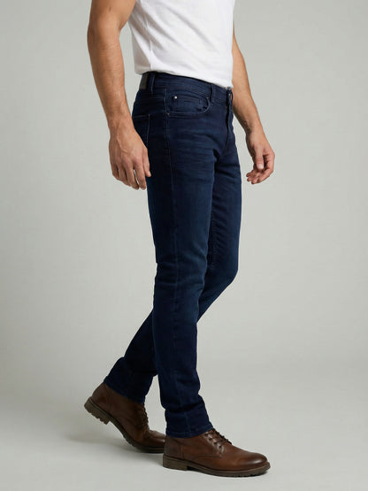 Celio Mens Blue Dobby Slim Fit Cotton Jeans