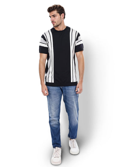 Black Striped Cotton T-shirt