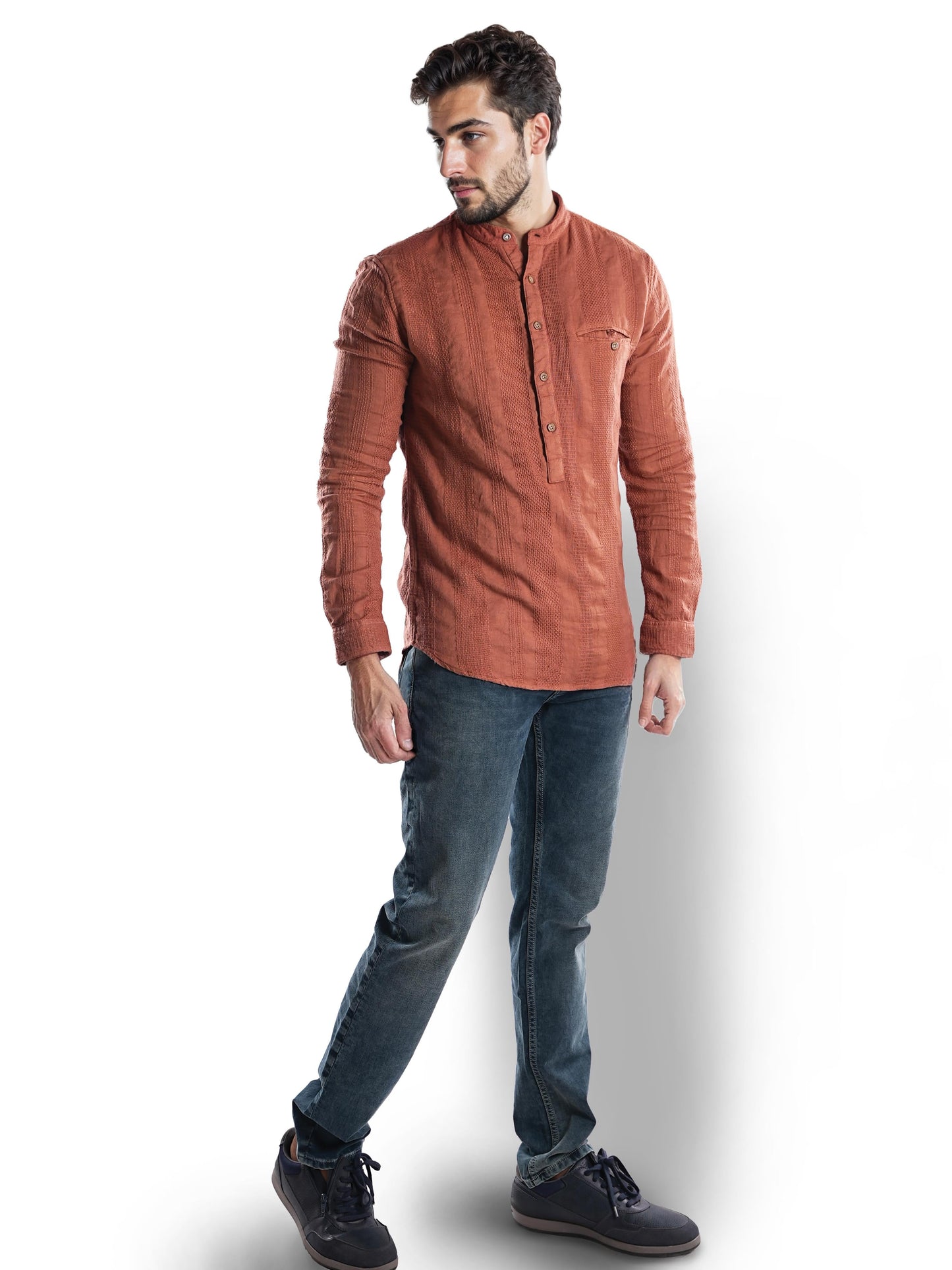 Rust Solid Cotton Shirt