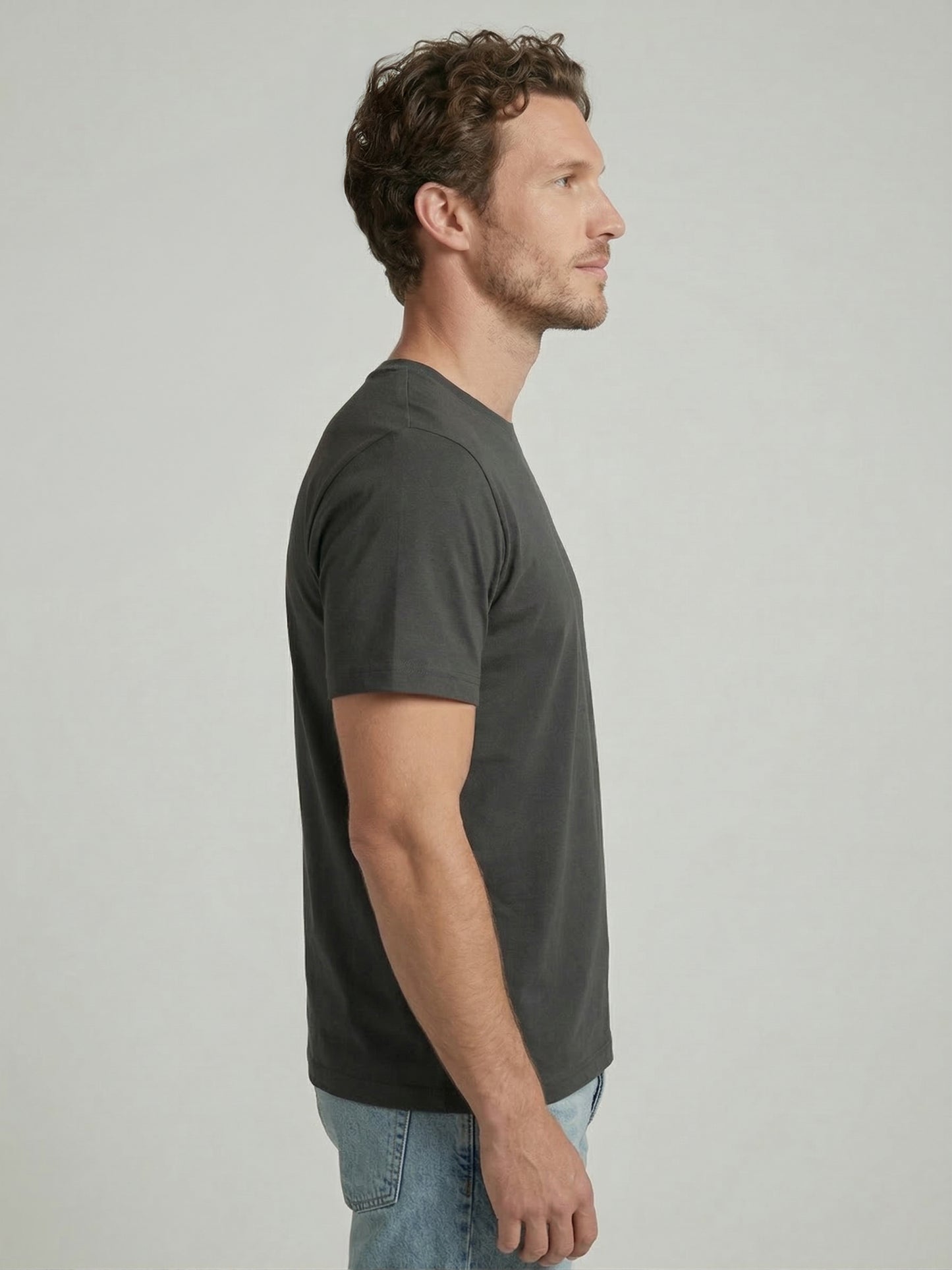 Celio Mens Grey Solid Slim Fit Cotton T-Shirts