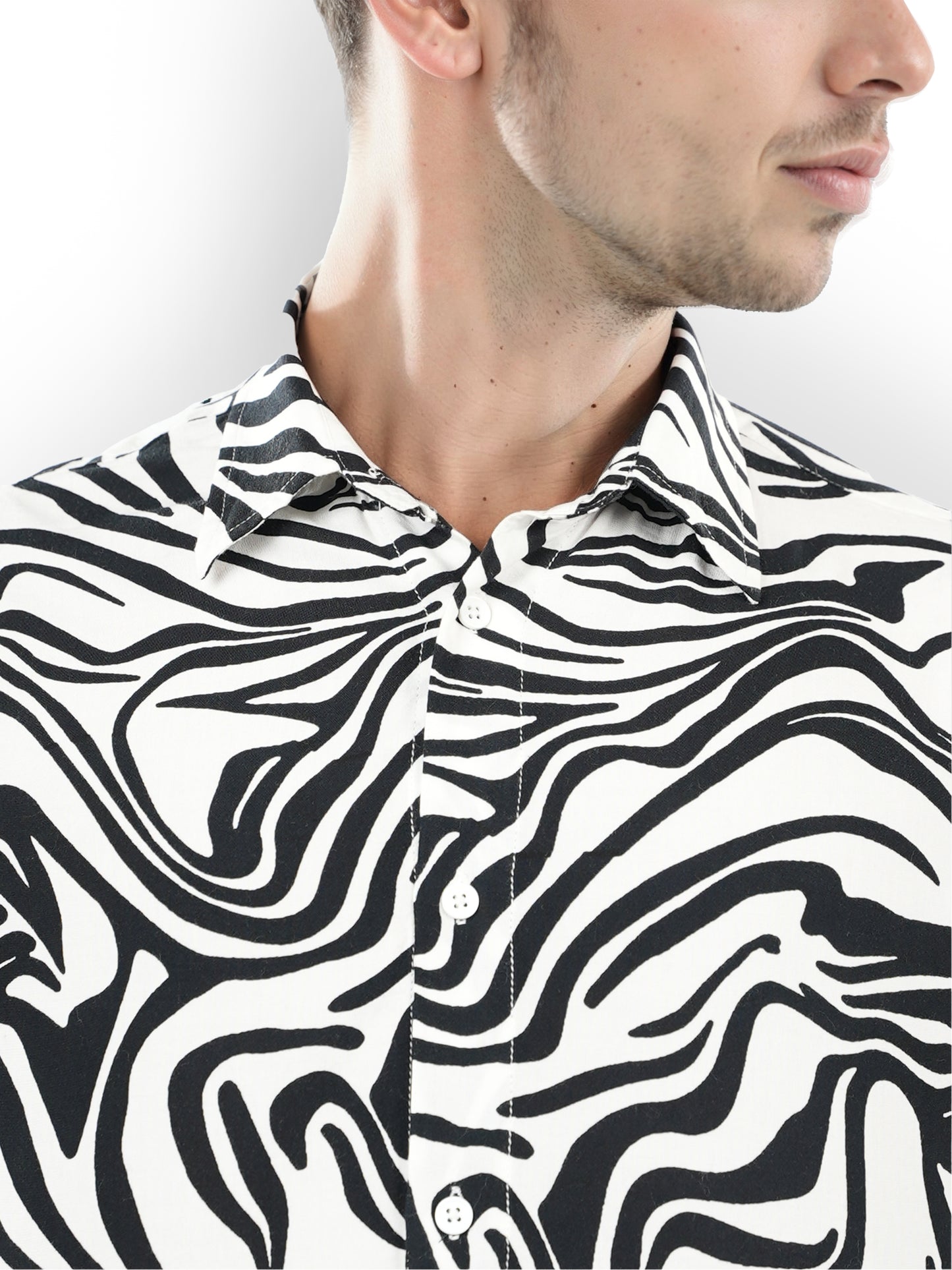 White Printed Viscose Shirt