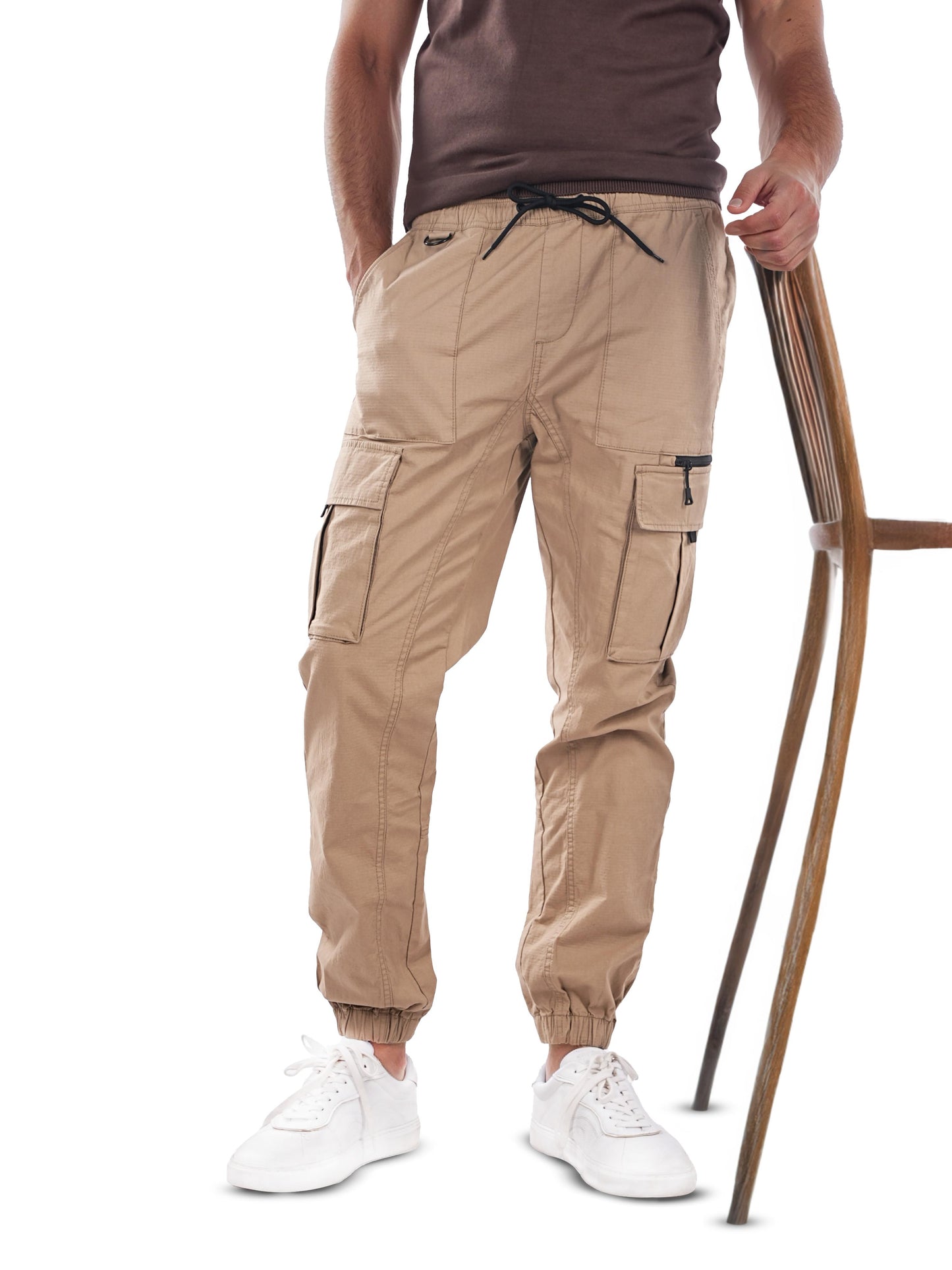 Beige Straight Fit Cargos