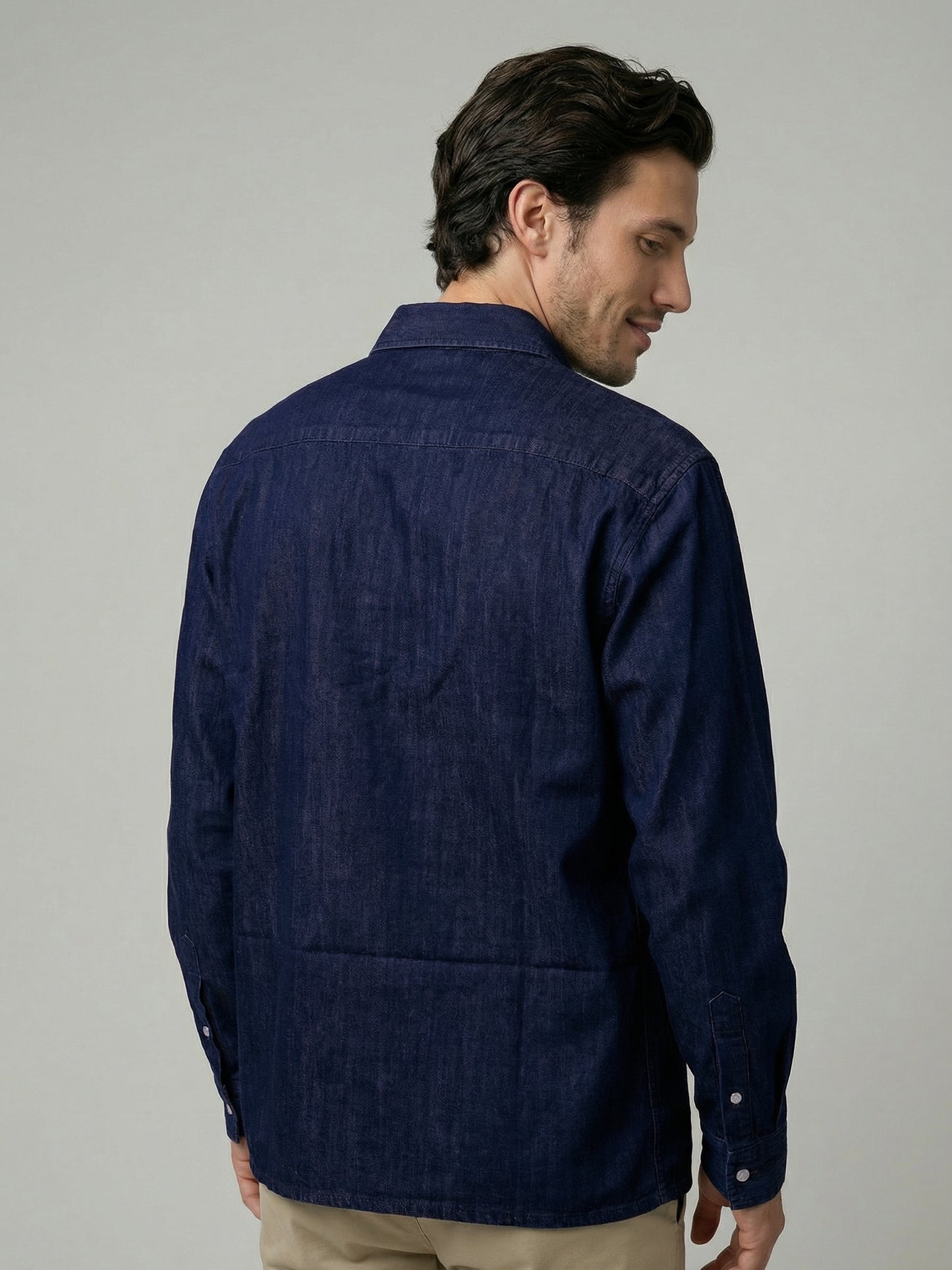 Celio Mens Navy Twill Regular Fit Cotton Shirts