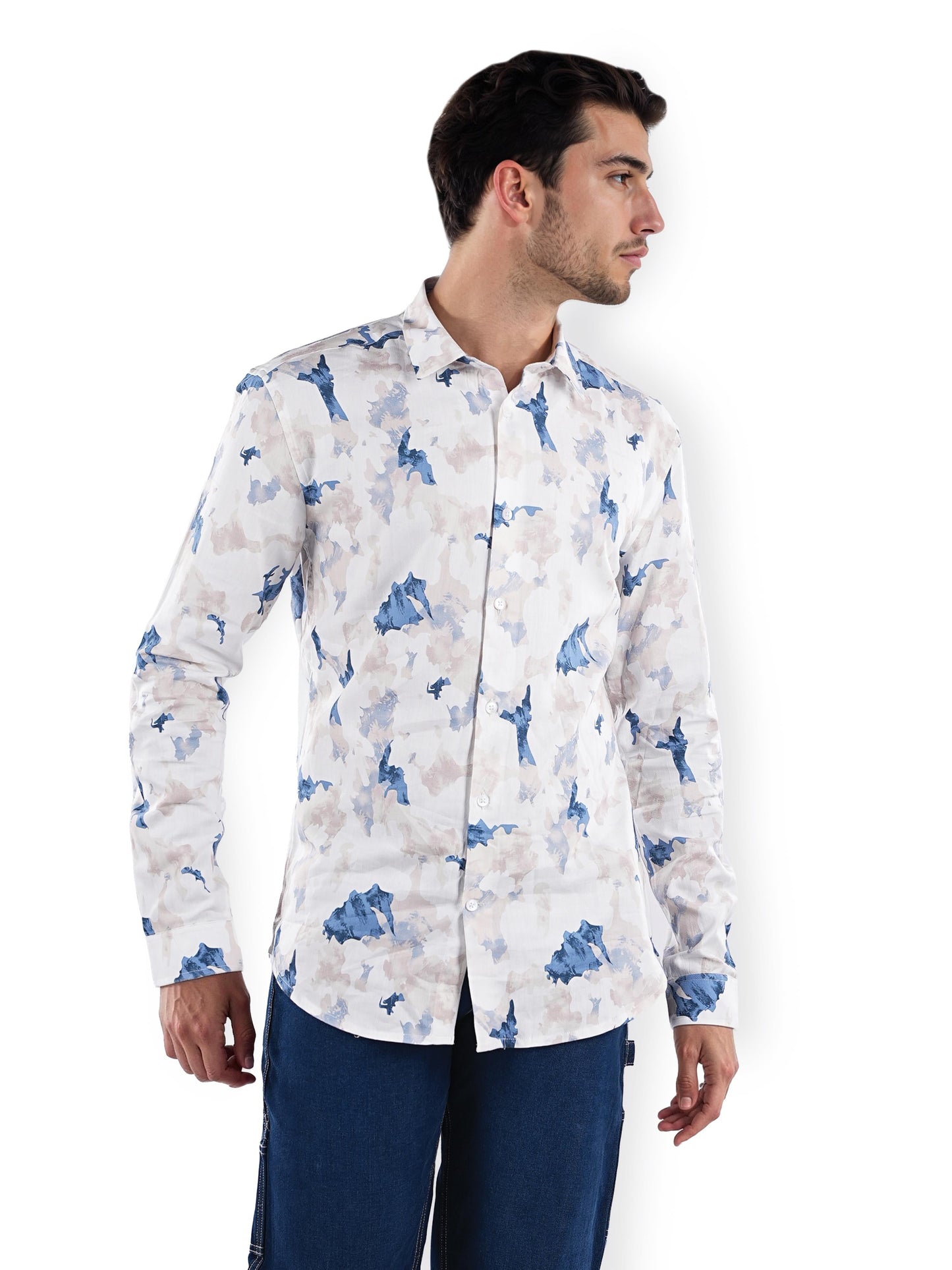 White Printed Cotton Shirt