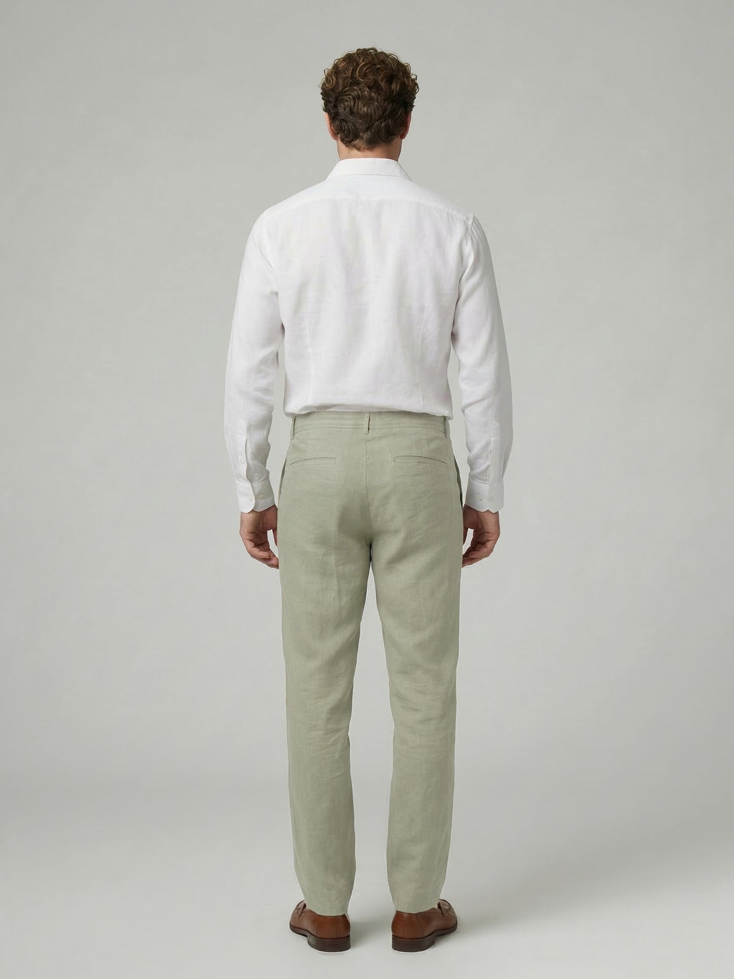 Celio Mens Green Solid Straight Fit Linen Casual Trouser