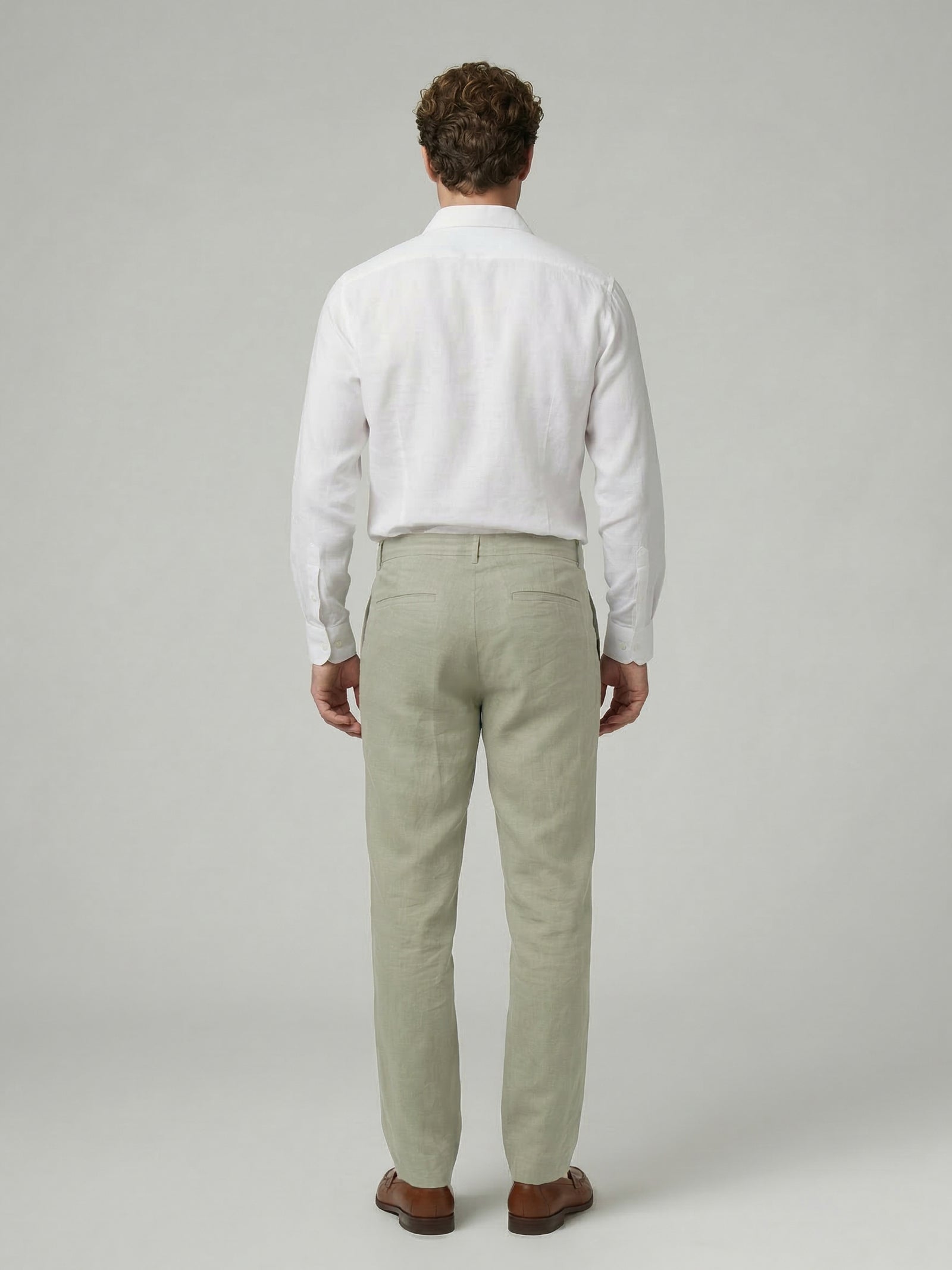 Celio Mens Green Solid Straight Fit Linen Casual Trouser