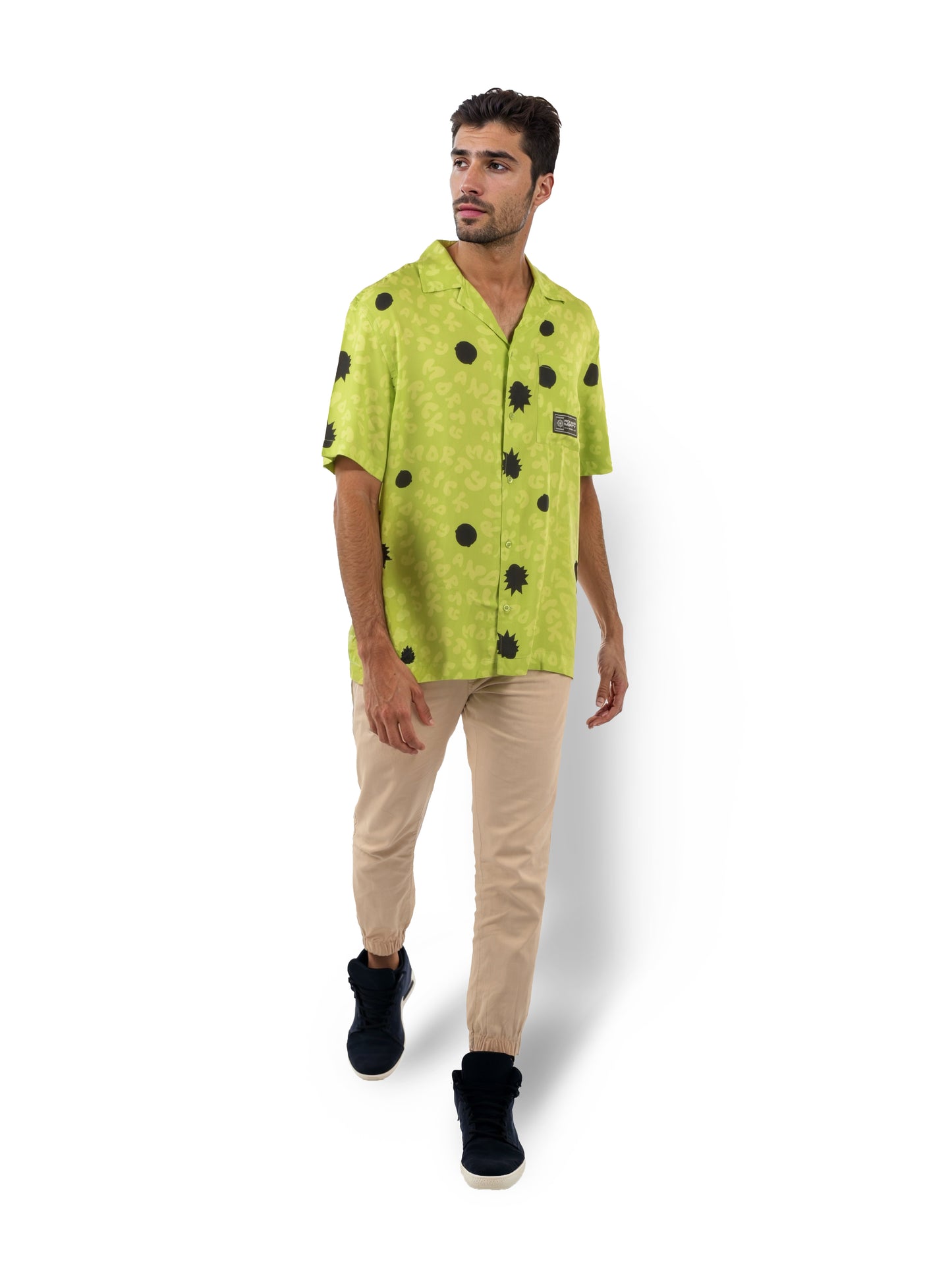 Rick & Morty - Green Printed Cotton Shirt