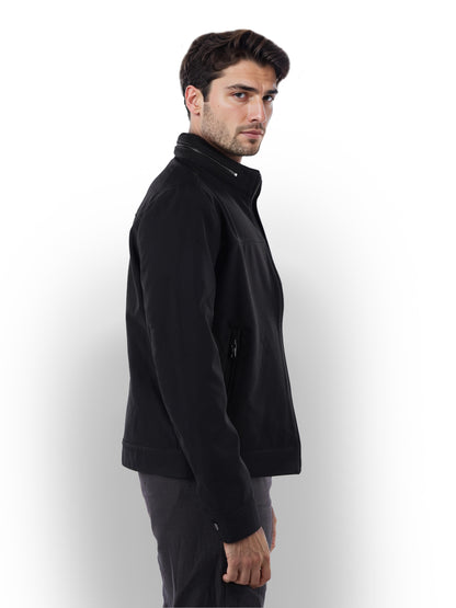 Black Solid Polyester Jacket