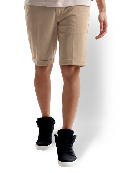 Beige Regular Fit Shorts