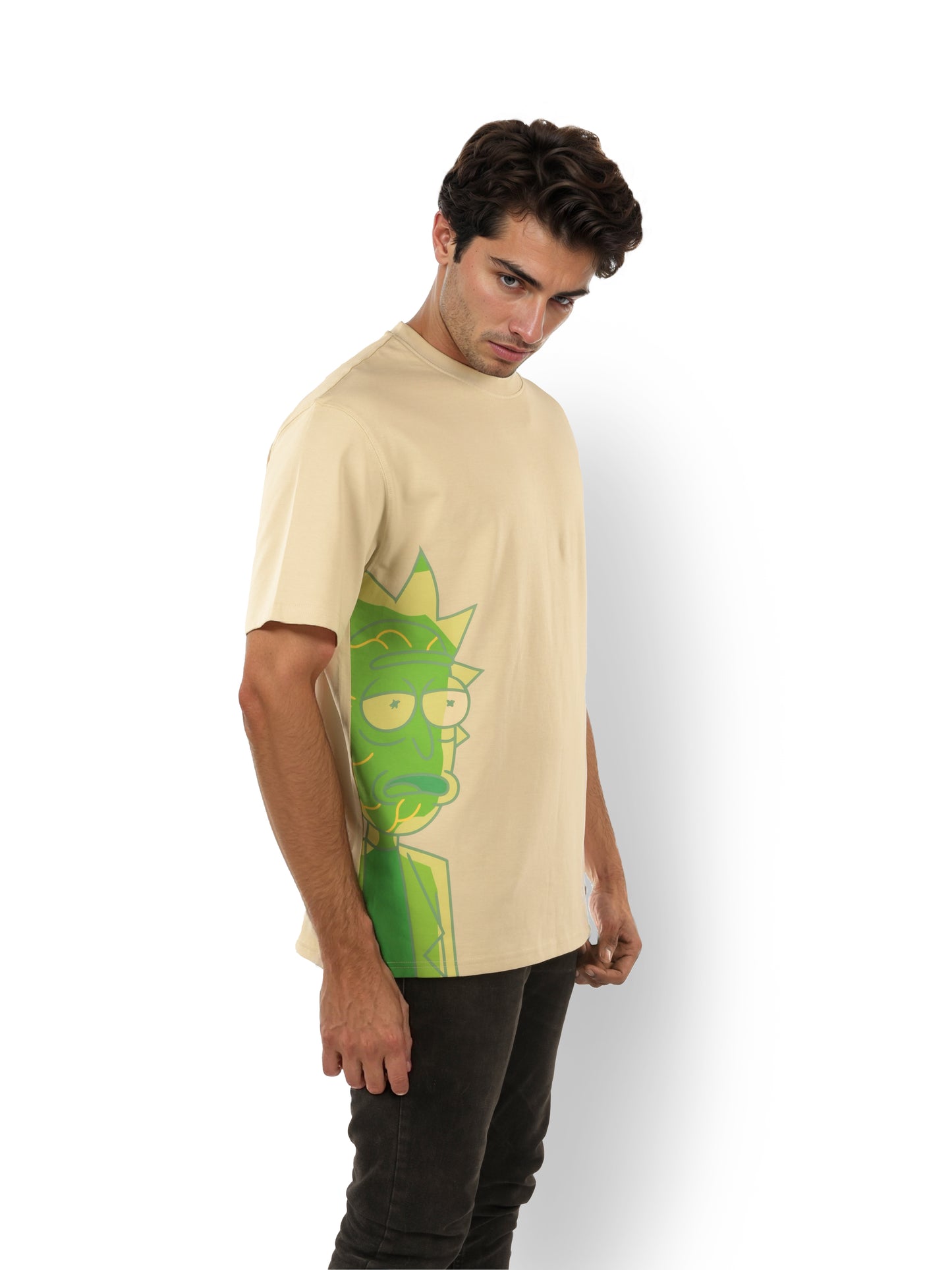 Rick & Morty - Beige Printed Cotton T-shirt