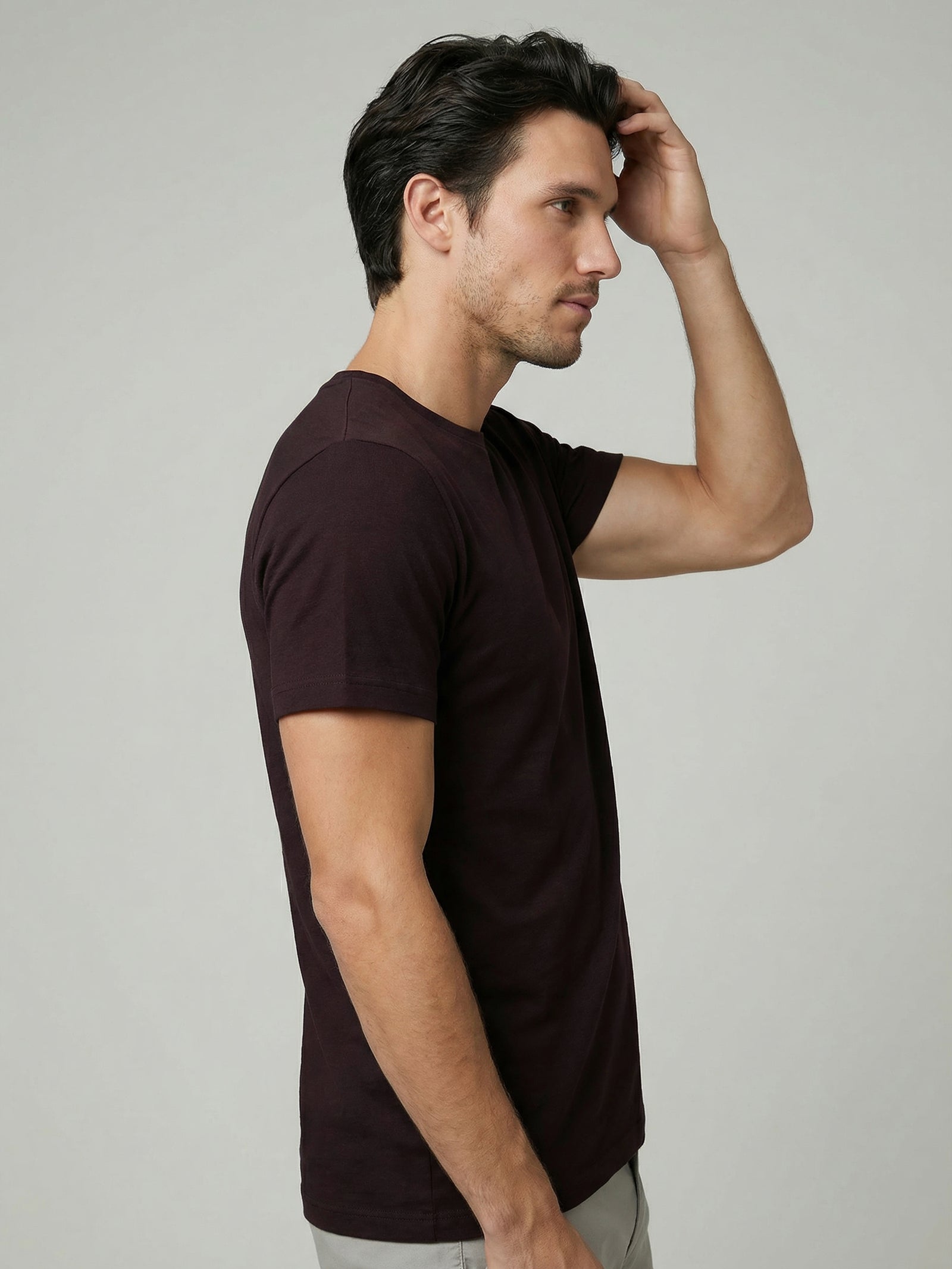 Celio Mens Brown Solid Slim Fit Cotton T-Shirts