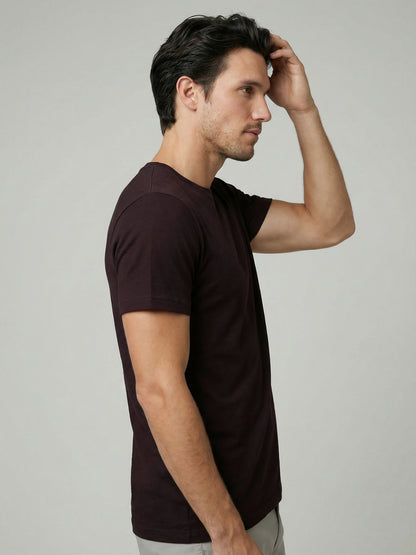 Celio Mens Brown Solid Slim Fit Cotton T-Shirts