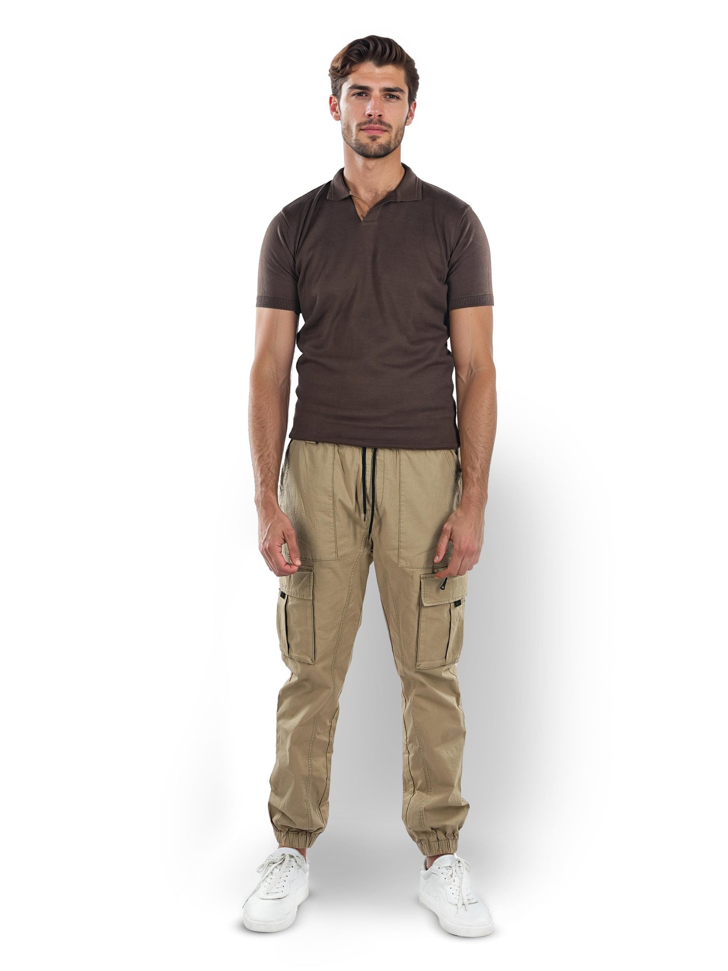 Brown Solid Cotton Polo